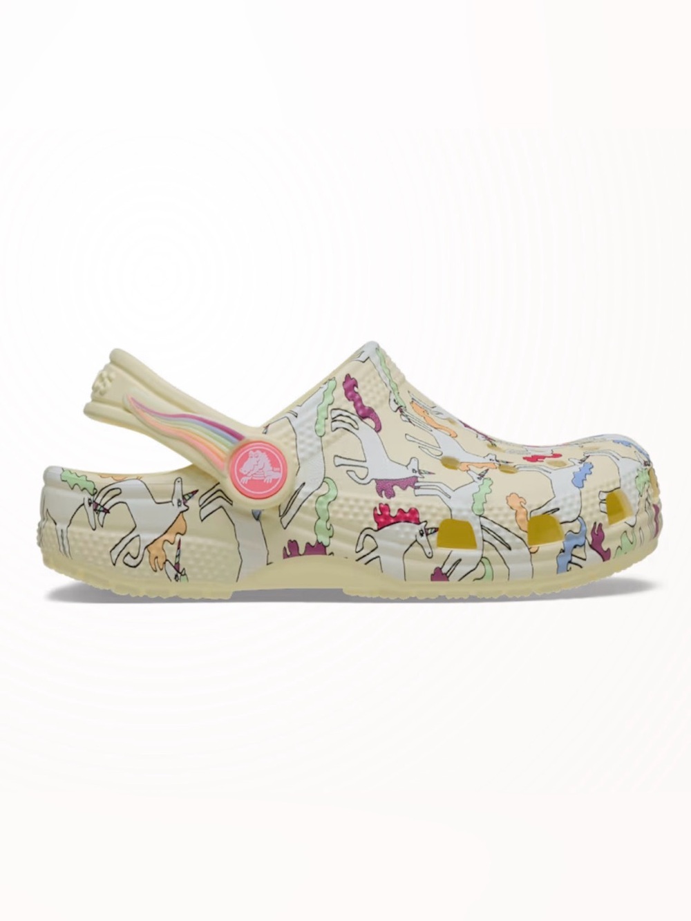 CROCS Kids Classic Clog Pale Yellow Unicorn Print